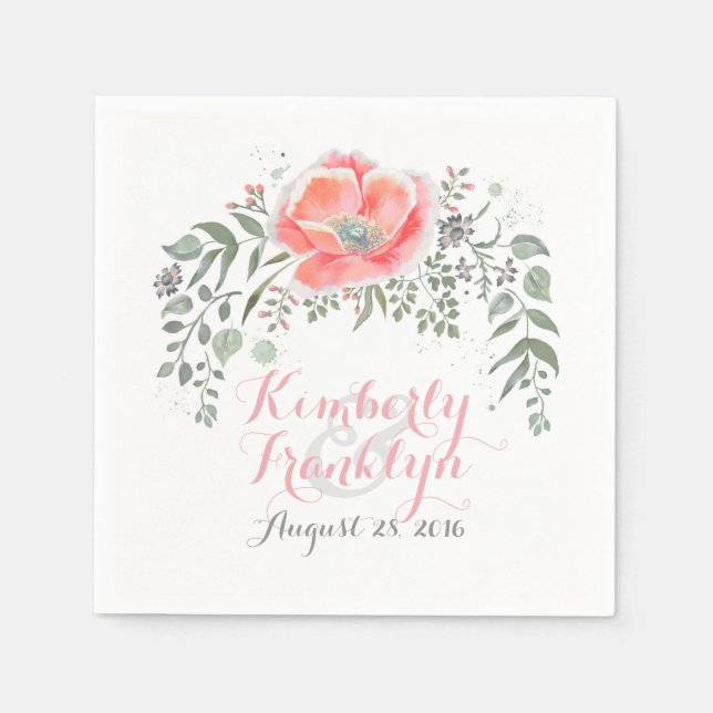 Serviette Jetable Floral Vintage Boho Mariage (Devant)