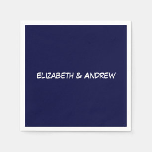 Serviette Jetable Fond uni DIY BG, monogramme du nom - Bleu marine