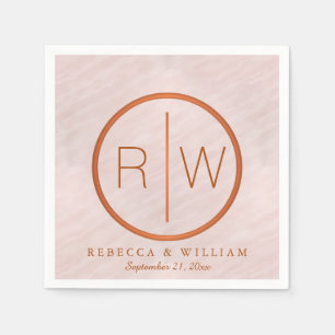 Serviette Jetable Fournitures d'un Mariage de monogramme rose pâle