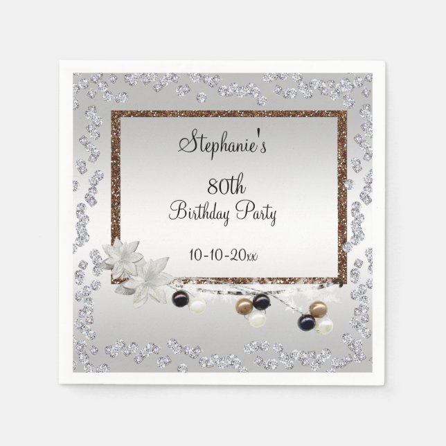Serviette Jetable Framed Elegance 80th Birthday Party (Devant)