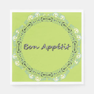 SERVIETTE JETABLE FRANÇAIS-FLORAL-FRAIS—DÉCORATION NAPKIN