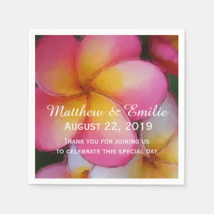 Serviette Jetable Frangipani Plumeria Fleurs Mariage