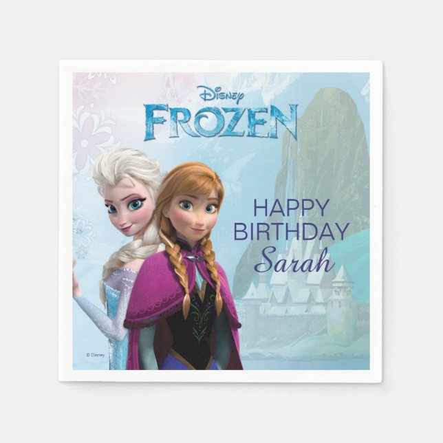 Serviette Jetable Frozen Elsa et Anna Anniversaire (Devant)