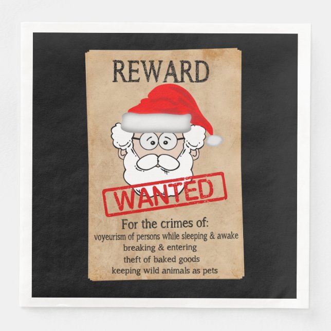 Serviette Jetable Funny Santa Claus Poster Recherché (Devant)