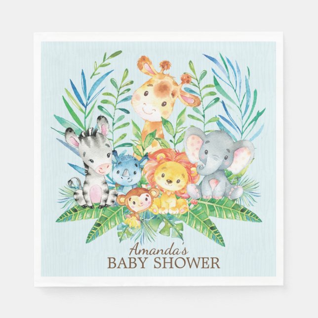 Serviette Jetable Garçons Safari Jungle Baby shower papier serviette (Devant)