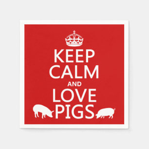 Serviette Jetable Gardez le calme et aimez les porcs (toutes les