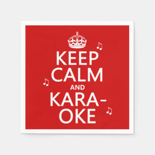 Serviette Jetable Gardez le calme et le karaoke (la couleur de