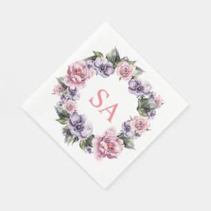 Serviette Jetable Garland monogramme de fleurs Papier Napkin