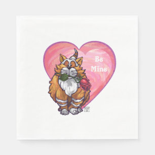 Serviette Jetable Ginger Cat Saint-Valentin