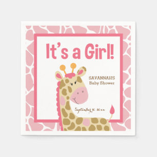 Serviette Jetable Girafe rose c'est des serviettes d'une coutume de