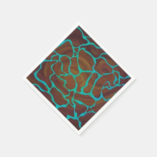 Serviette Jetable Giraffe Impression Brown et Turquoise (Coin)