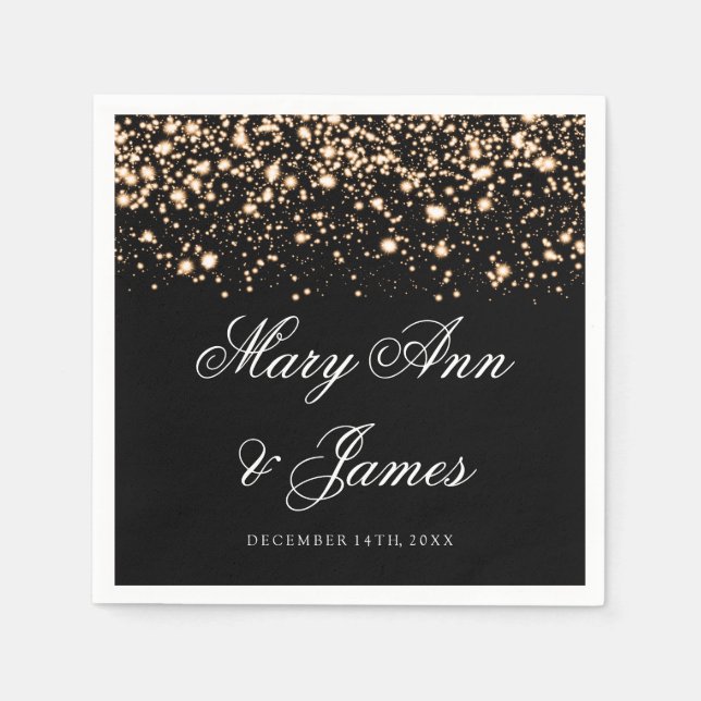Serviette Jetable Glam de minuit or mariage (Devant)