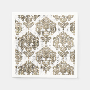 Serviette Jetable Glamour Rustique Toile Burlap Damassé Chic Moderne