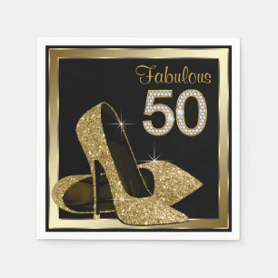 Serviette Jetable Gold High talon 50e fête d'anniversaire