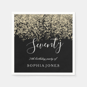 Serviette Jetable Gold Parties scintillant Confetti Black 70e annive