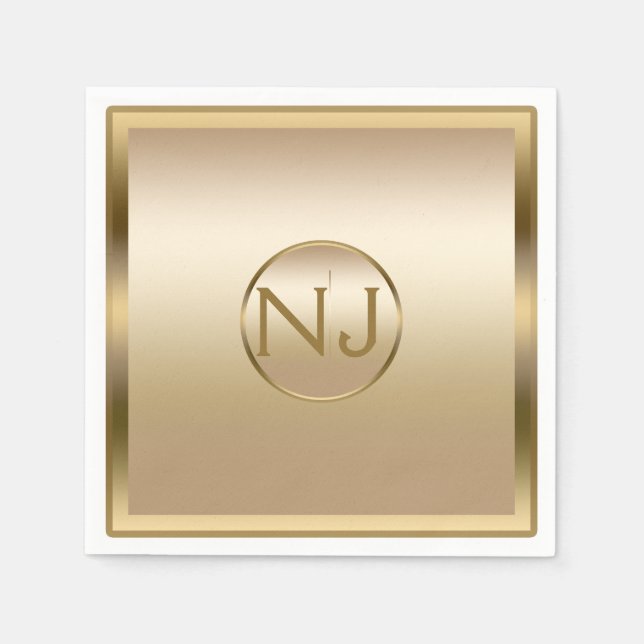 Serviette Jetable Gold Shine Golden Shiny Modern Glam Party (Devant)