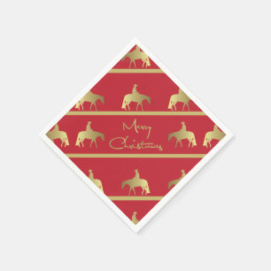 Serviette Jetable Golden Western Pleasure Horse Red Christmas