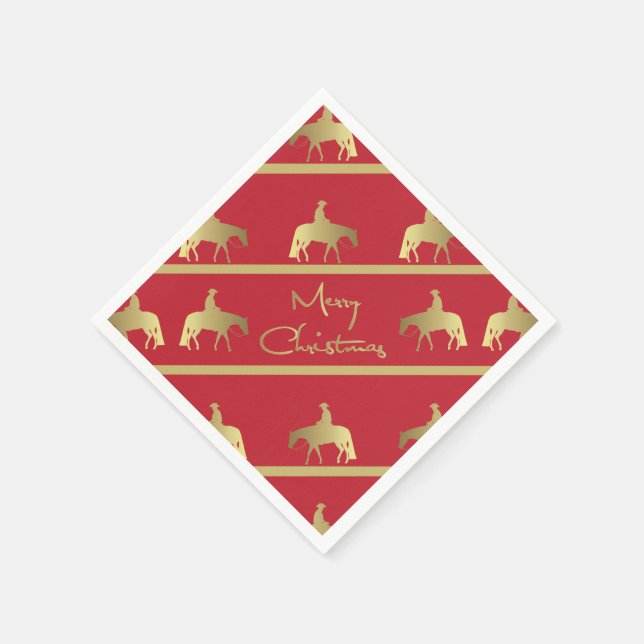 Serviette Jetable Golden Western Pleasure Horse Red Christmas (Coin)
