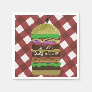 Serviette Jetable Grand hamburger graissé Summer Cookout Red BBQ Par