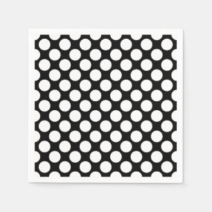 Serviette Jetable Grands points rétro - blanc et noir