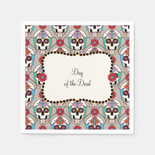 Serviette Jetable Graphique des crânes de sucre (Devant)