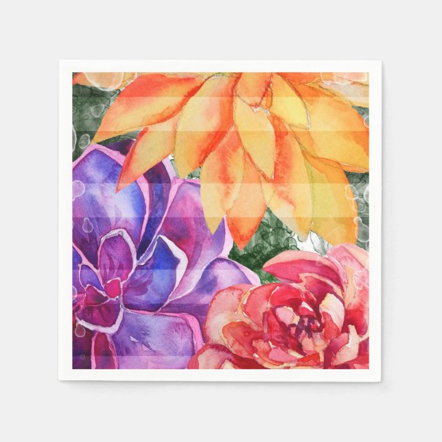 Serviette Jetable Gras Vivid Vibrant Colorful Succulents (Devant)