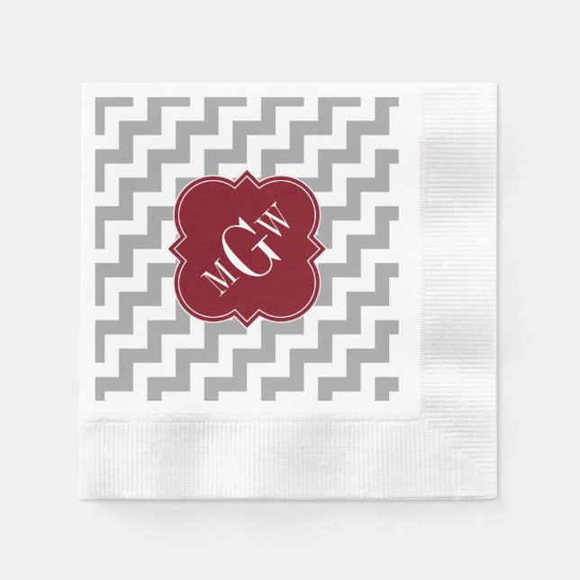 Serviette Jetable Gray White Chevron (Devant)