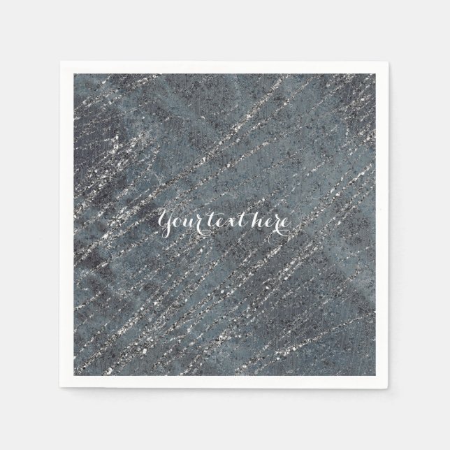 Serviette Jetable Green Black Gris Moderne Marbre Design Party (Devant)