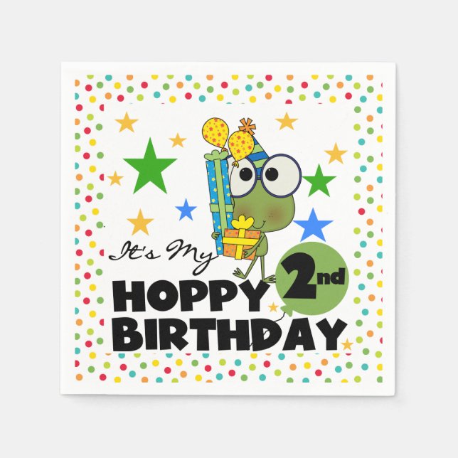 Serviette Jetable Grenouille Hoppy 2ème Anniversaire Papier (Devant)