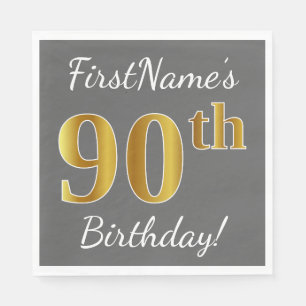 Serviette Jetable Gris, anniversaire d'or de Faux