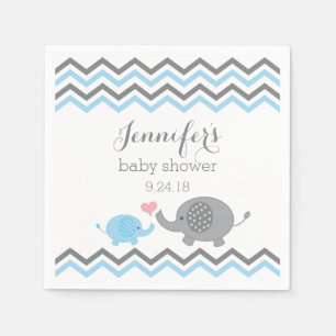 Serviette Jetable Gris bleu Chevron de serviettes de baby shower