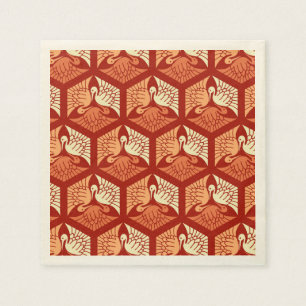 Serviette Jetable Grues japonaises, mandarin et orange clair
