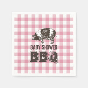 Serviette Jetable Guingan rose de BBQ de rôti de porc de baby showe