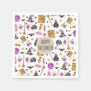 Serviette Jetable Halloween magique Aquarelle Whimsical Kraft Party