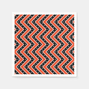 Serviette Jetable Halloween Napkin/Orange avec Chevron noir