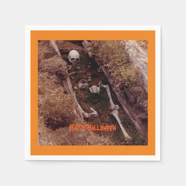 Serviette Jetable Halloween Scanner Skeleton Bones Party Photo Desig (Devant)