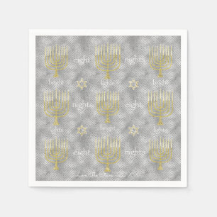Serviette Jetable Hanoukka Napkin Personnaliser "Menorahs élégants"
