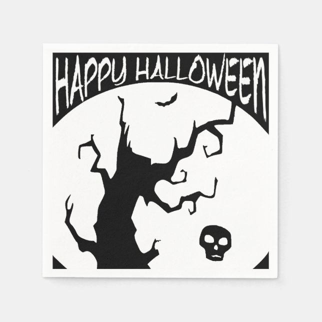 Serviette Jetable Happy Halloween papier arbre Éffrayant Napkin (Devant)