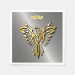 Serviette Jetable Hautement Golden Phoenix Gold Flames Avec Ombres