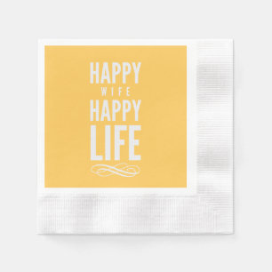 Serviette Jetable Heureuse Femme Bonne Vie Dit Jaune