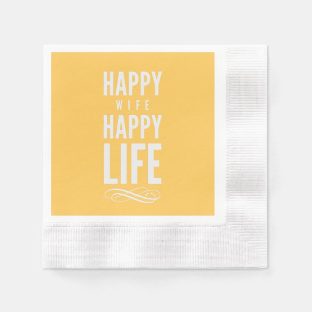 Serviette Jetable Heureuse Femme Bonne Vie Dit Jaune (Devant)