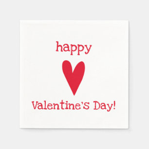 Serviette Jetable Heureuse Sainte-Valentin ! Coeur rouge