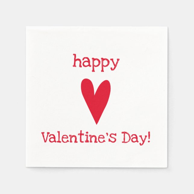 Serviette Jetable HEUREUSE SAINTE-VALENTIN ! Coeur rouge (Devant)