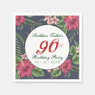 Serviette Jetable Hibiscus 90e Anniversaire Papier de fête Napkin