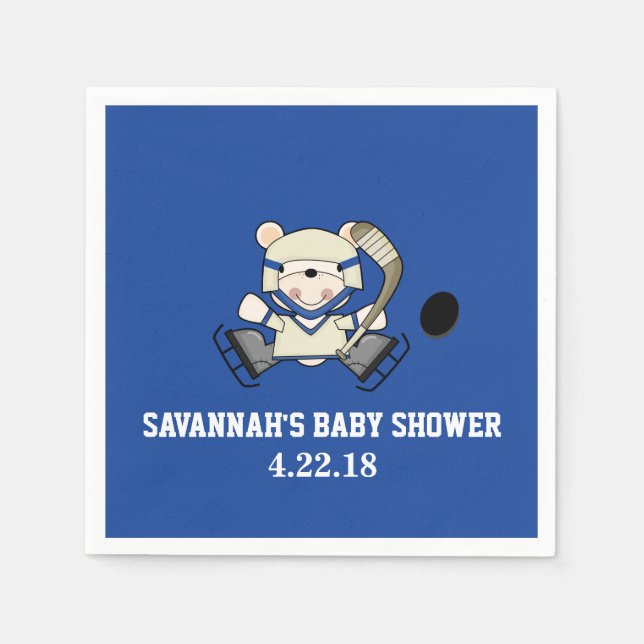 Serviette Jetable Hockey Sports Polaire Ours Personnalisé Party Napk (Devant)