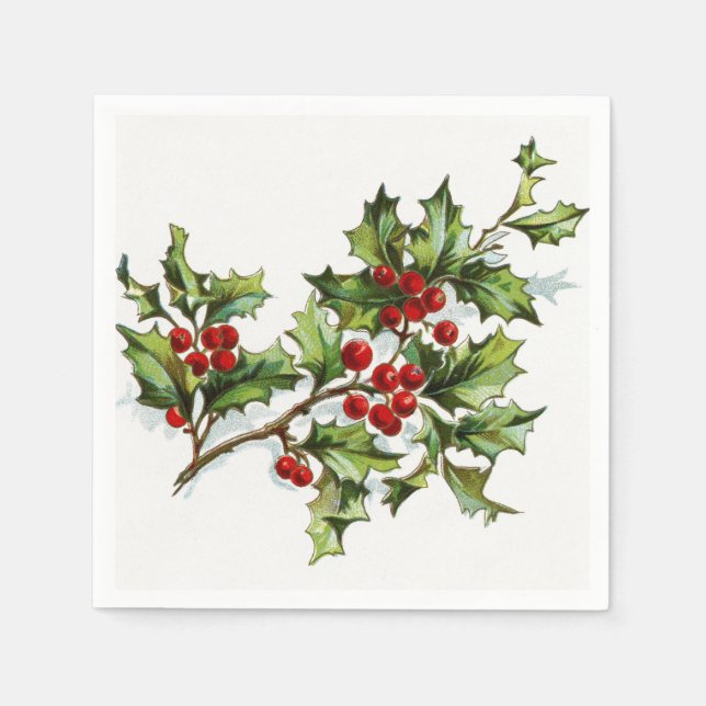 Serviette Jetable Holly Berries 001 (Devant)