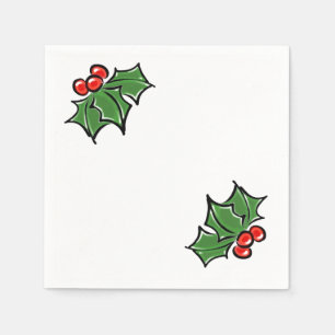 Serviette Jetable Holly Feuilles, Holly baies, fun vacances botaniqu