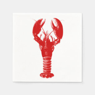 Serviette Jetable Homard rouge profond sur blanc
