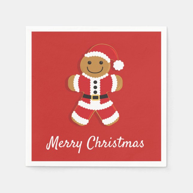 Serviette Jetable Homme de pain d'épices père Noël | Papier Napkin (Devant)