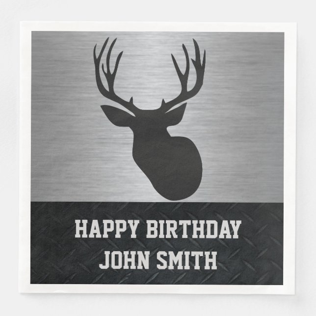 Serviette Jetable Hommes Joyeux Anniversaire Chasse de cerfs serviet (Devant)